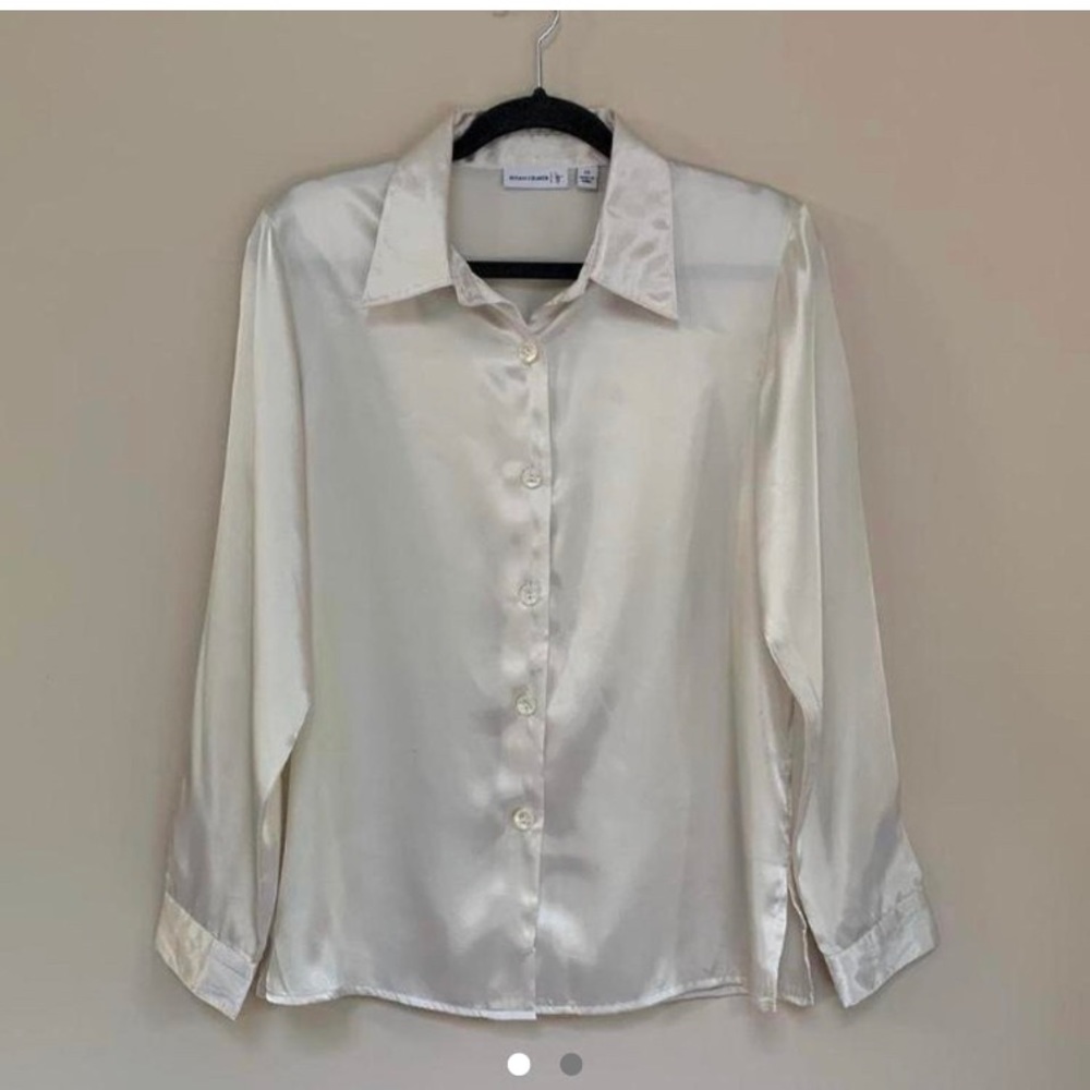 Cream unisex silk blouse